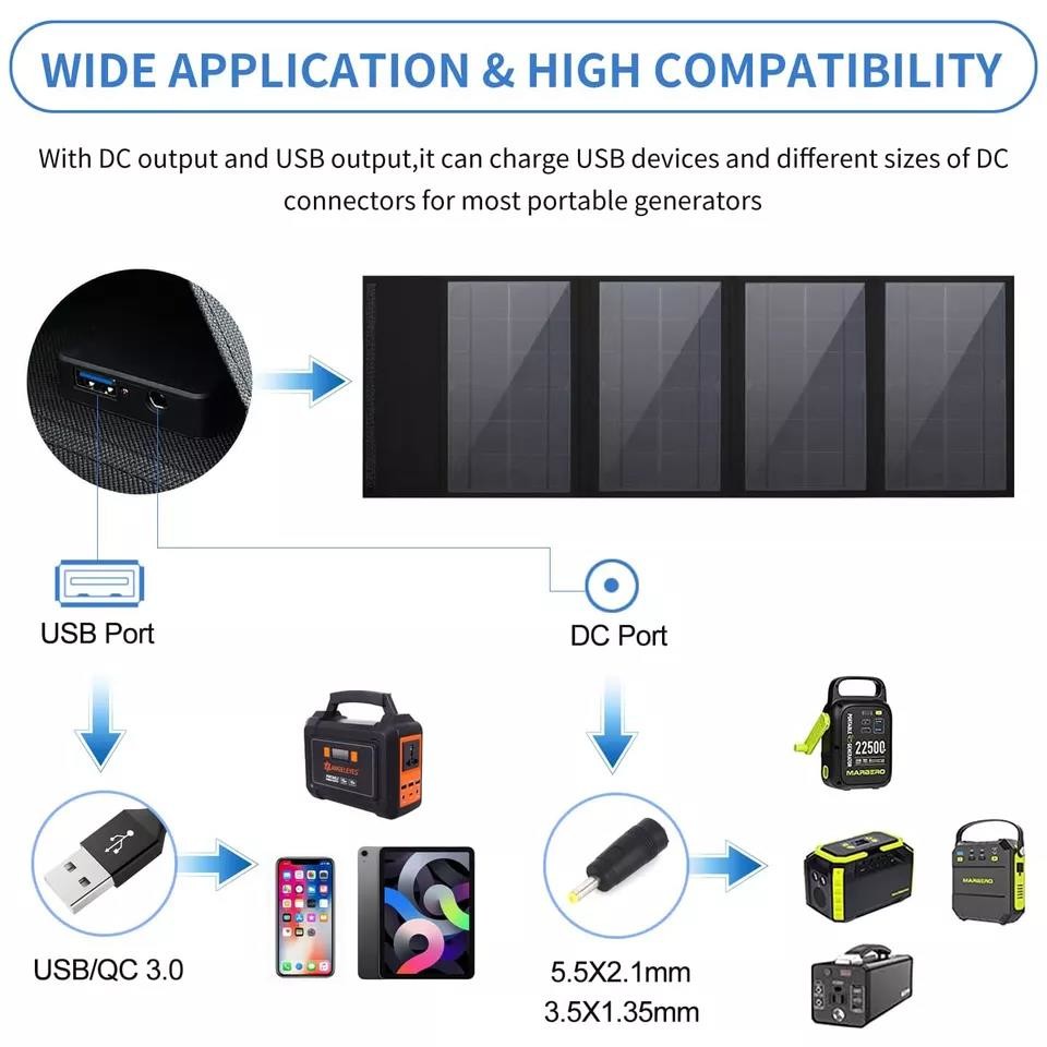 6.06A Multiple Ports Slim Line Solar Panel Overlapping Camping Folding Solar Panels