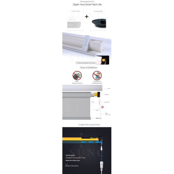 DIY Smart Battery Operated Roller Blinds , Zebra Roller Shade Dual Fabric