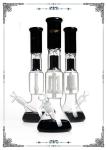 Black Beaker Glass Bong Double Tyre Percs With Phoenix Star Logo