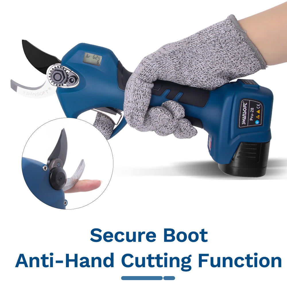 Swansoft Pru28 28mm Electric Pruning Shear with Anti-Cut and Progressive Cut Function