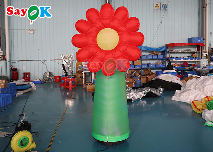 ODM Inflatable Lighting Decoration 190T Oxford Cloth Standing Led Flower Plant
