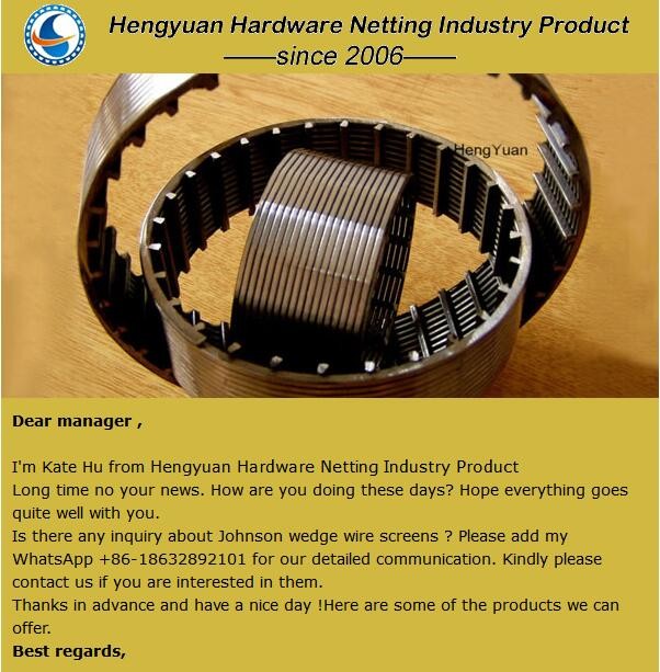 304 Stainless Steel Wedge Wire Screen Slot 40 60 80