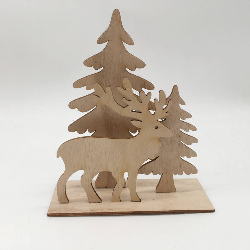 Christmas Tree Santa Elk Wooden Chips Festival Ornaments For Family Party Table Decorations