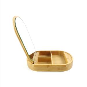 Wholesale Bamboo Oval Mirror Jewelry Box Jewelry Organizer Multi Divided from china suppliers