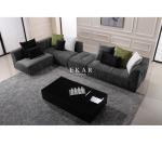 European Modern Elegant Extra Large Velvet Black Sectional Sofa Furniture
