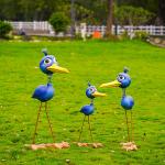 Outdoor Metal Garden Ornaments Metal Big Blue Bird Customized