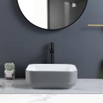 Non-Porous Surface Counter Top Bathroom Sink Symmetrical Square Wash Basin
