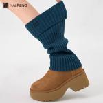 High Stretchy Embroidered Ribbed Leg Warmers For Women Winter Party Usage