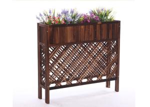 Wholesale Balcony Mesh Shape Wooden Flower Shelf , Colorful Wooden Plant Stand Antiseptic Wood Fence from china suppliers
