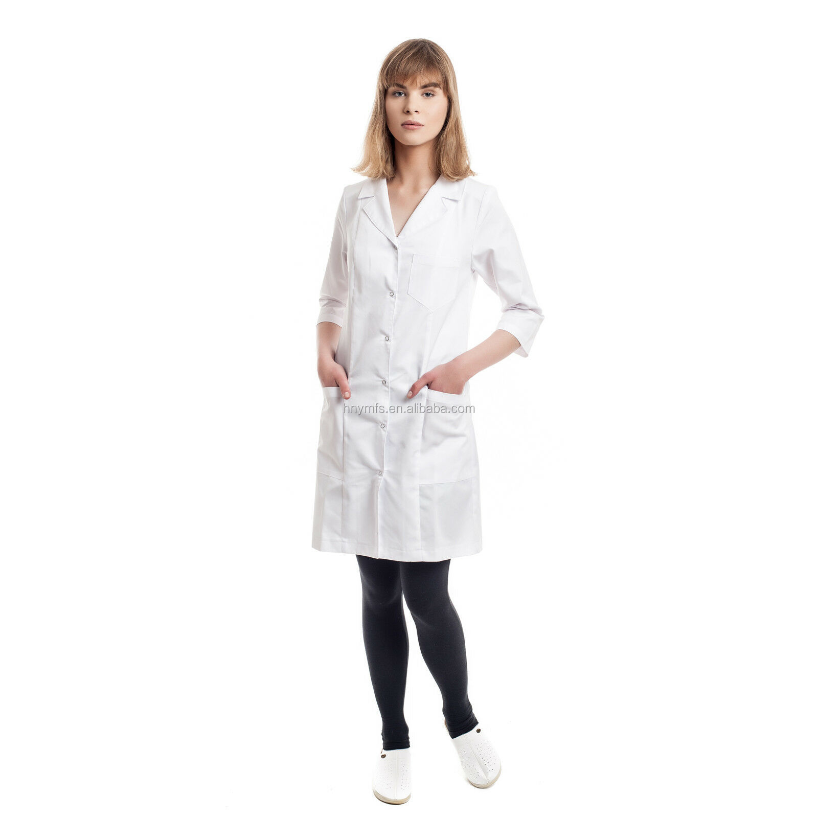 Comfortable Morden Designed Medical Lab Coat Woven Fabric For Women
