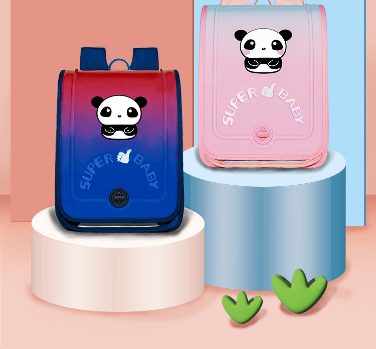 Pink Blue School Kids Backpack Zipper Pouch Waterproof Childrens Schoolbag