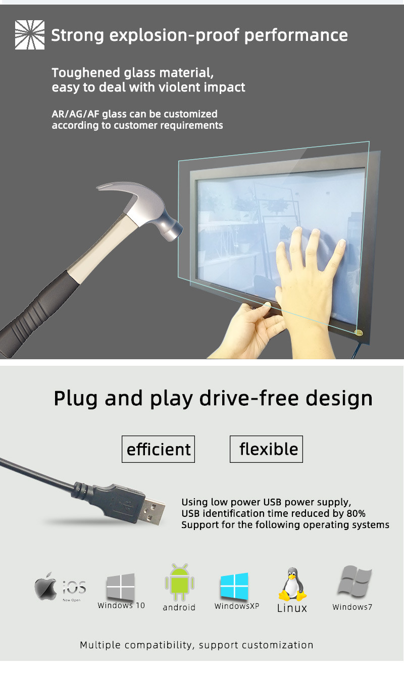 19 Inch Infrared Multi Touch Screen Overlay 16:10 32768x32768