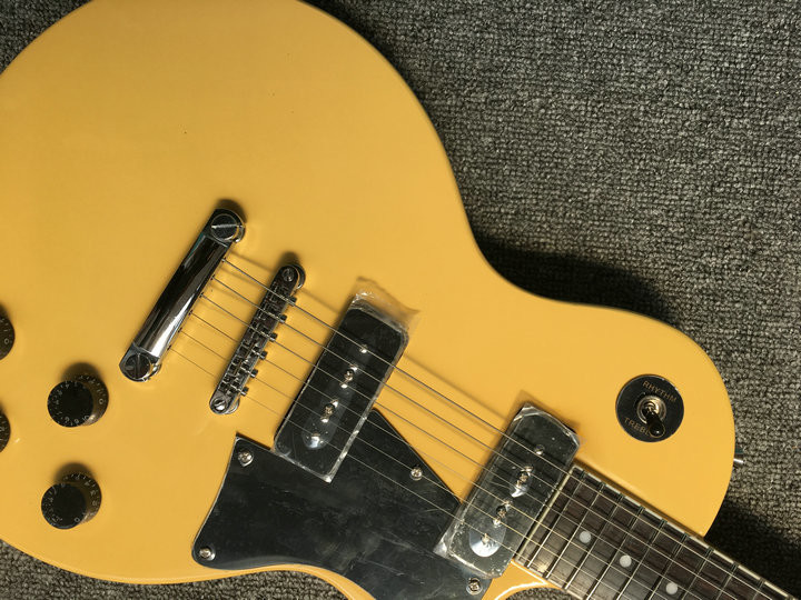 Lp Junior electric guitar yellow color one piece bridge P90 pickups 22 dot inlay frets LP guitar