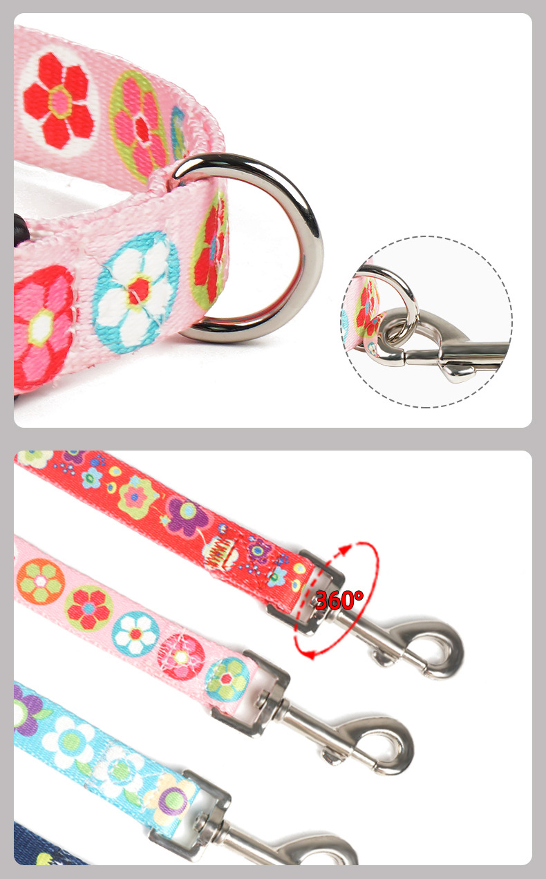 Eco Friendly Polyester Dog Leash Collar Set Sublimation Harness Collar And Lead Set
