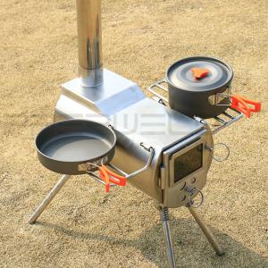 Wholesale Camping 304 Stainless Steel Wood Burning Stove with Chimney Strong Pressure Resistance from china suppliers