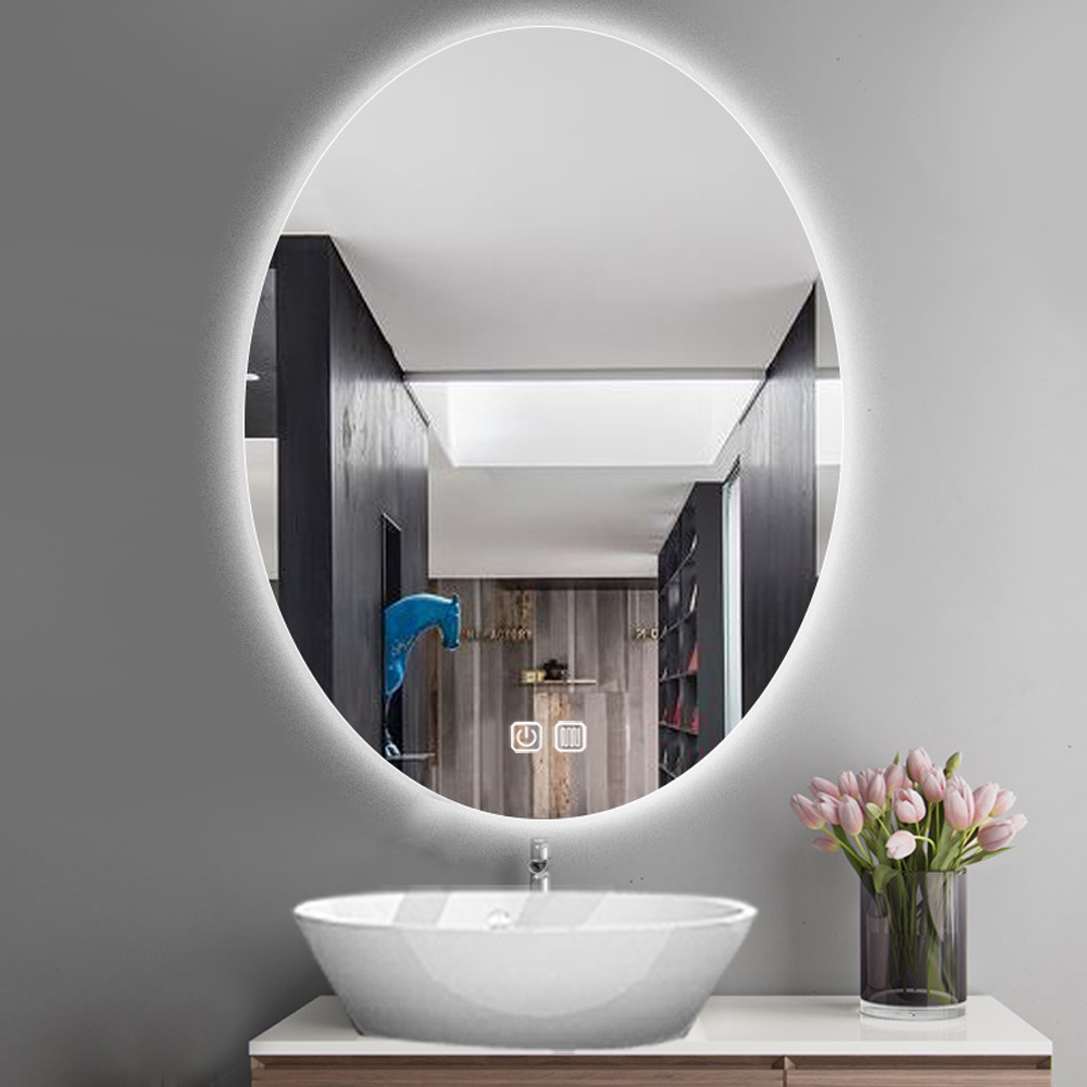 Smart Glass Round Design LED Mirror for Hotel Room Full Light Up Bedroom Decoration Wall