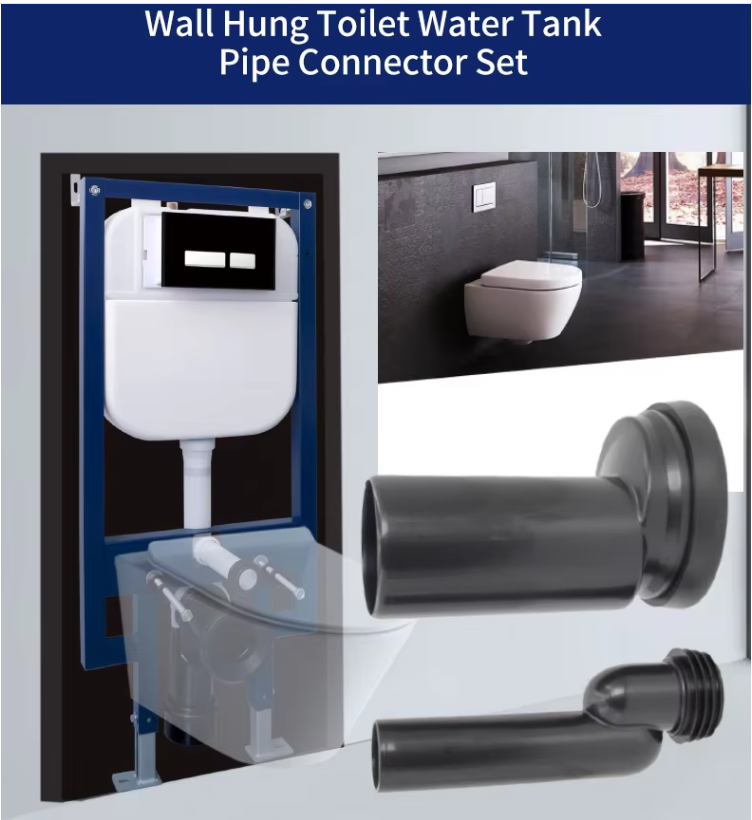 High-Quality Black Polypropylene Toilet Waste Tank Pipe, Modern Bathroom Drainage WC Pan Connection Pipe