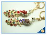 New Brand Grace Crystal Rhinestone Peacock Metal Keyrings Color Rhinestone