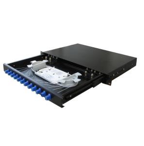 China Sliding drawer type Fiber Optic Patch Panel 19'' suitable for SC,FC,ST,LC adapter 12,24,48,96,144 ports on sale