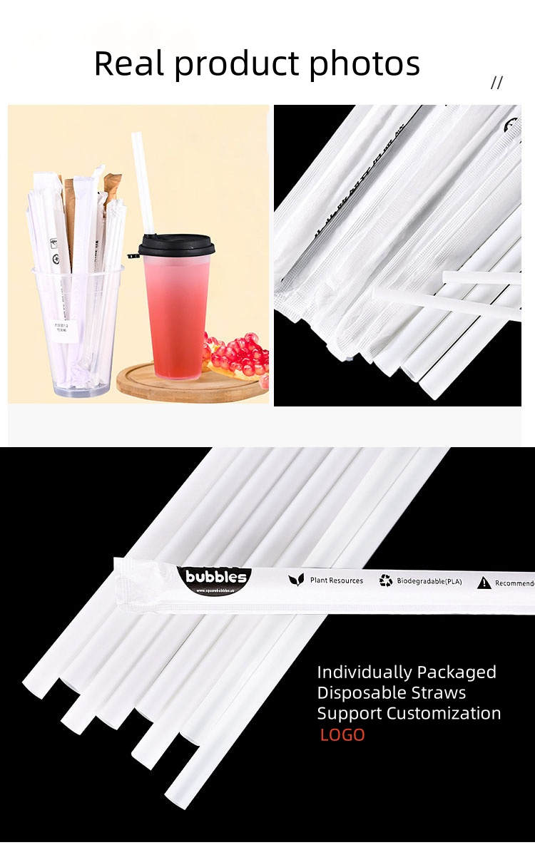 Wholesale Eco-Friendly 6mm*197 210 230 240mm Biodegradable Kraft Paper Straw Disposable Drinking Straw Wrapped Natural Material
