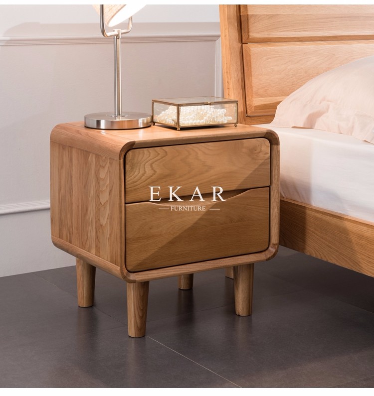 Bedside Table Bedroom Furniture White Oak Nightstand With Drawer