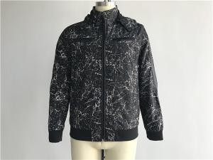 Wholesale Black Mens Polyester Jacket Coated Printed With Detachable Hood TW58570 from china suppliers