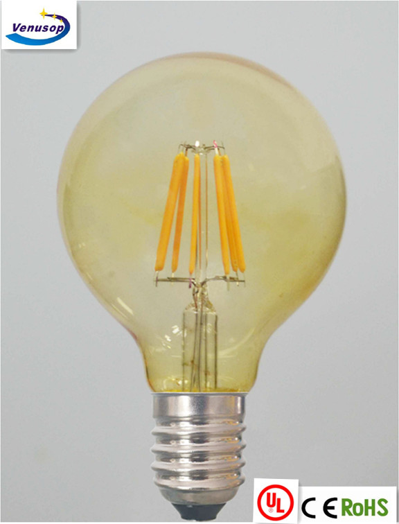 vintage G80 led big golf light with E27 4W 6W 8W 10W 230v 2200K 2700k CE CLEAR AMBER GLASS
