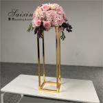 ZT-369 Hot sale square gold metal flower stand for wedding decoration