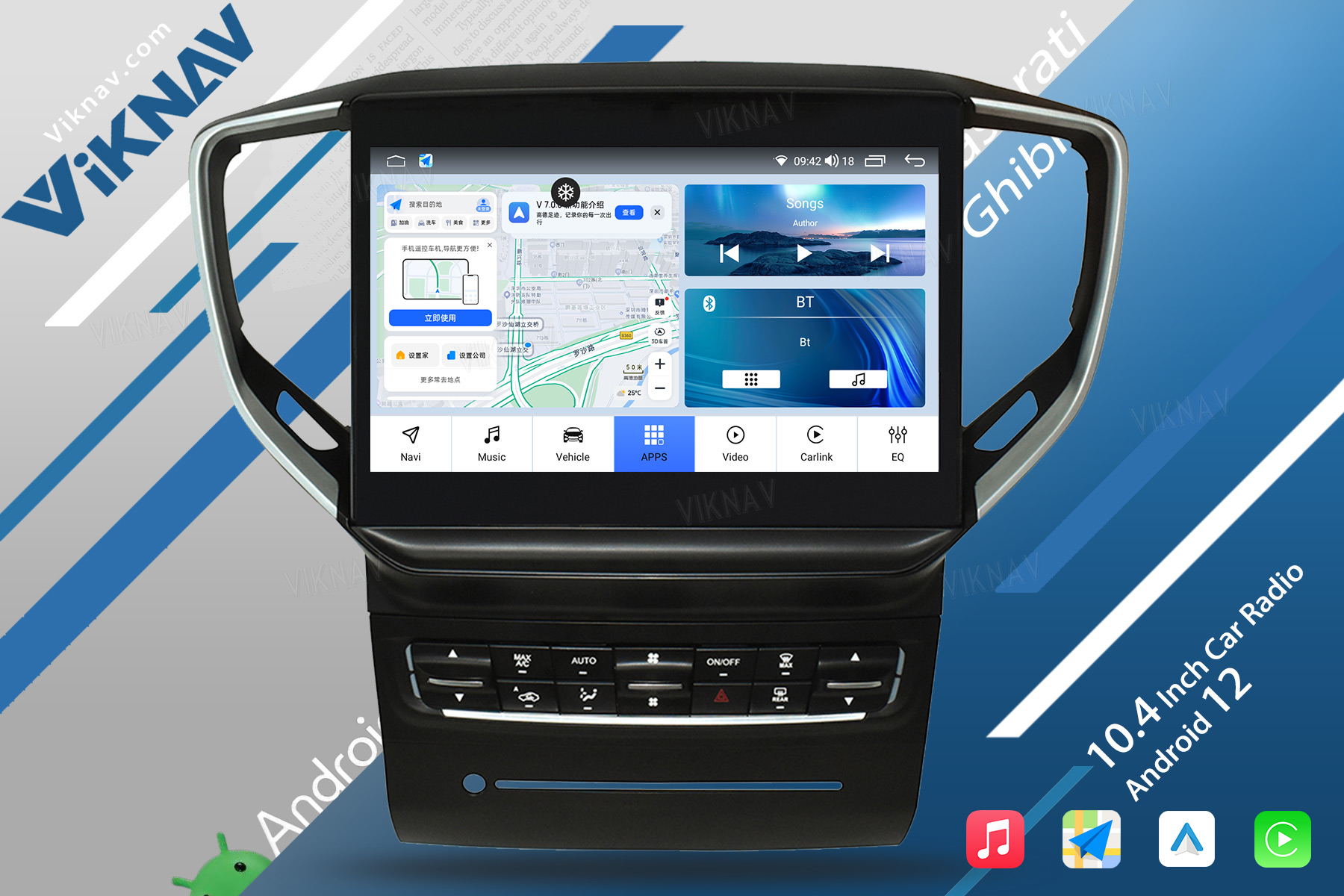 2013-2017 Maserati Ghibli Aftermarket Radio Wireless Carplay Android 10.4 Inch