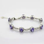 Women Jewelry 925 Silver Created 7x9mm Oval Amethyst Cubic Zircon Tennis