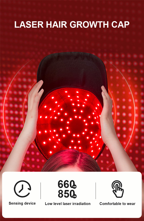New Technology 660nm and 850nm 1:2 Not Heating Red Light Hat with 150 Pieces Led Numbers for Hair Growth and Pain Relief