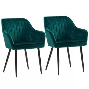 Wholesale Green Black Padded Nordic Dining Chairs with Metal Leg Scratching Proof from china suppliers