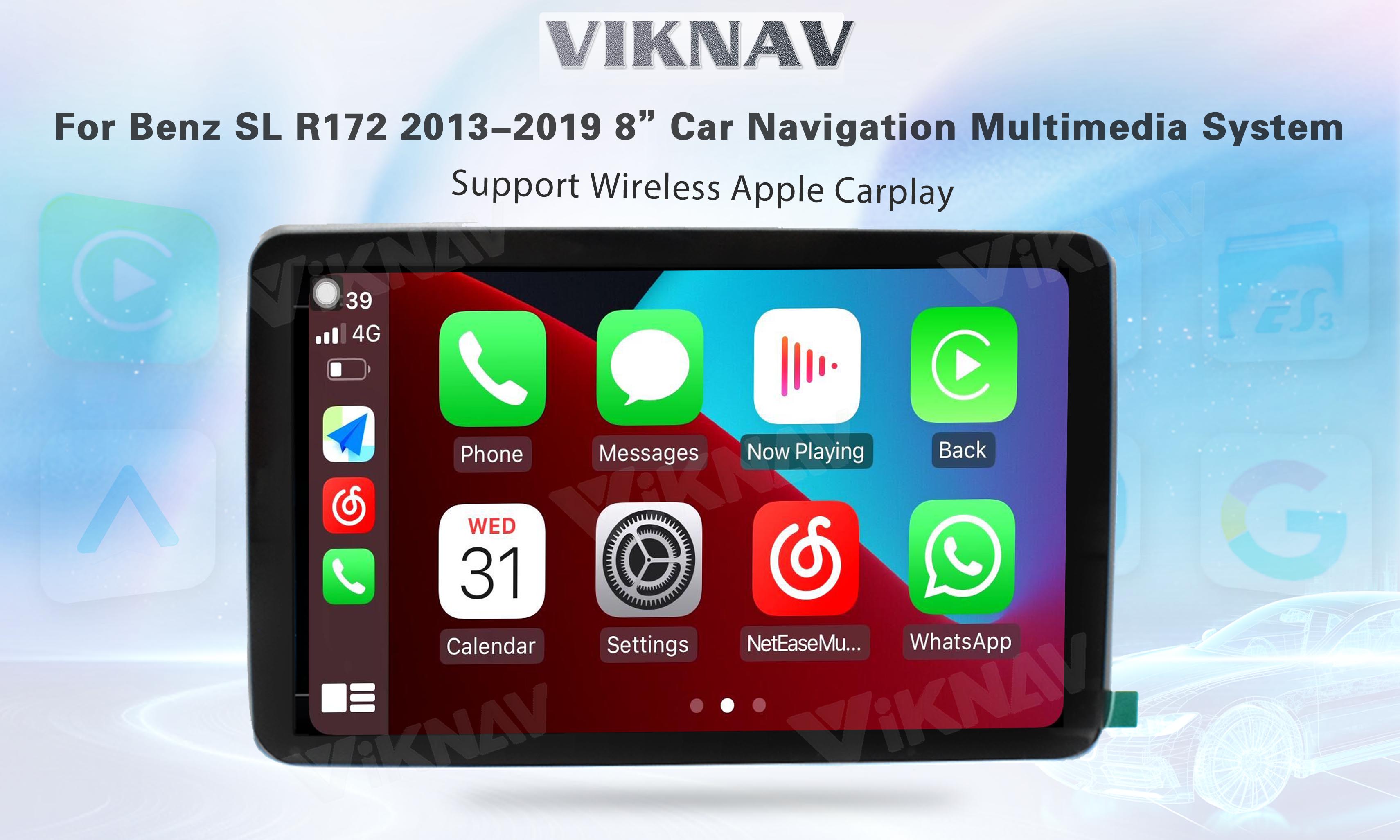 Viknav 8Inch Android Car Radio With Screen Multimedia Player For Mercedes Benz SL SLK SLC R172 2013-2019 GPS 2Din NTG5.0