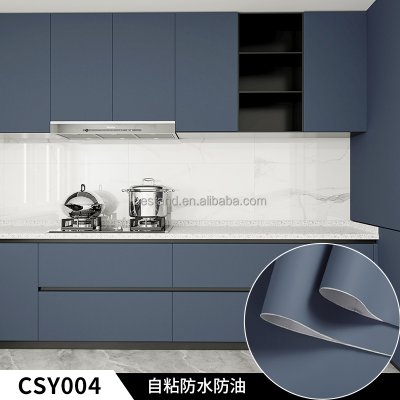 Glossy Self-Adhesive Peel and Stick Wallpaper in Plain Color for Kitchen Cabinet Decor