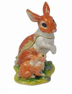 Wholesale Rabbit Trinket Box Bunny Jewelry Boxes Cony Rabbit Enameled Trinket Box Organizers Animals Figures Gift Necklace Holder from china suppliers