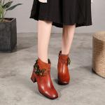 S183 Factory oil wax leather handmade retro women's shoes flower ethnic style