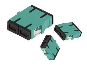 Wholesale Telecom Aqua Fiber Optic Adapter Duplex SC UPC MM Plastic Without Flange from china suppliers