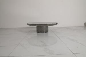 Wholesale Brushed Stainless Steel Round Coffee Table With Natural Marble Top from china suppliers