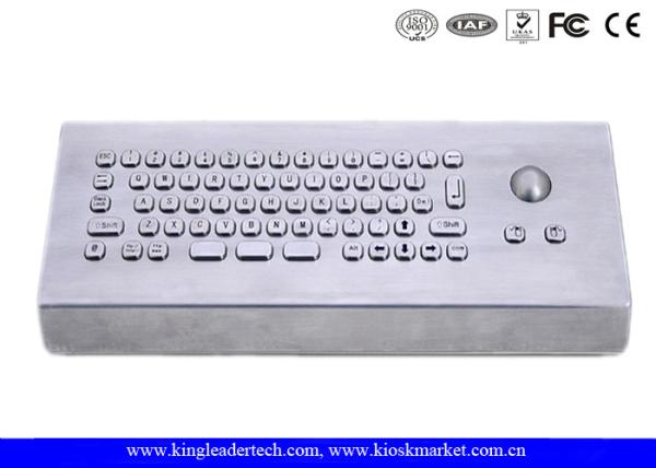 Brushed Stainless Steel USB Industrial Keyboard With Trackball