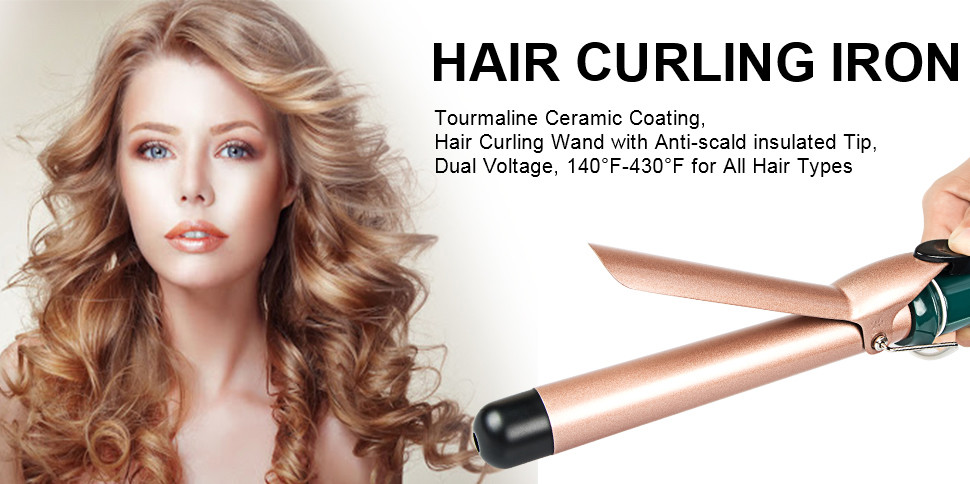 32mm Barrel Ceramic Hair Curling Iron Belt Clip Lcd Display Rohs Approval