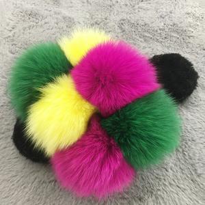 Factory Direct Sale Upper Multi-Color Splicing Women Shoes Pvc Soft Sole Furry Slippers