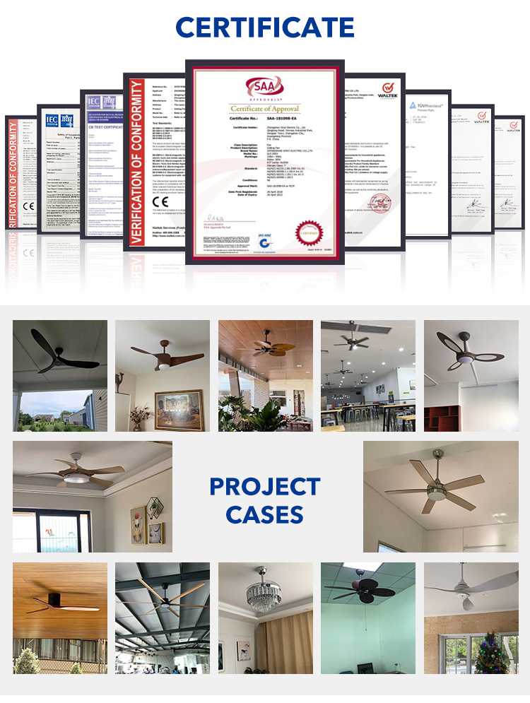 Commercial Household 60 Inch 72 Inch Pure Copper DC Motor Big Size Remote Control Led Ceiling Fan With Light