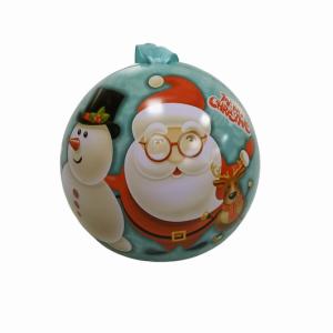 Wholesale Promotional Custom Tin Can Christmas Ball Tin Container With Ribbon Hanger Holiday Gift Packaging from china suppliers