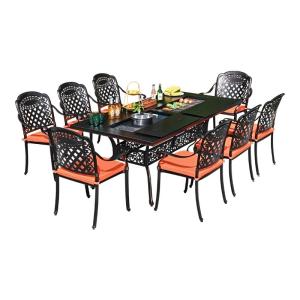 China Outdoor Cast Aluminum BBQ Table and Chairs Set (Seats 2-10 People) on sale