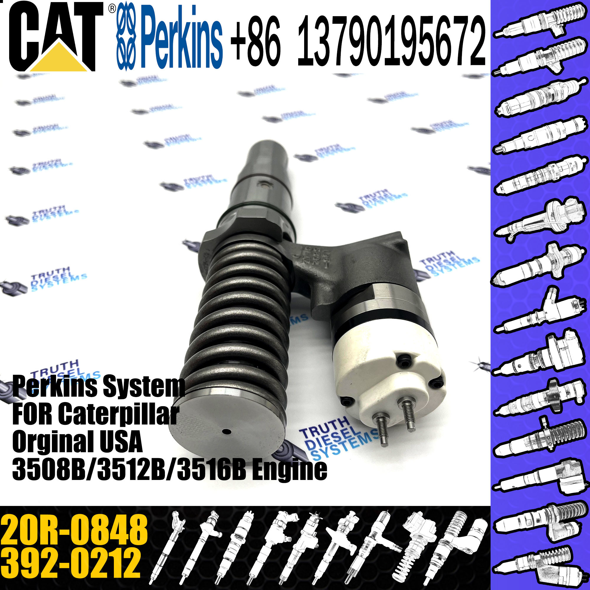 3920212 Fuel Injector CA3920212 392-0212 20R0848 20R-0848 for Caterpillar 3506 3508 3512 3516 3524 Engine