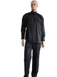 Black Ceremonial Military Uniform Set (Long Sleeve and Straight-Leg Trousers) -
