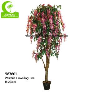 Wholesale UV Resistant Artificial Potted Floor Plants Ornamental Lifelike Wisteria Flowering Purple Tree from china suppliers