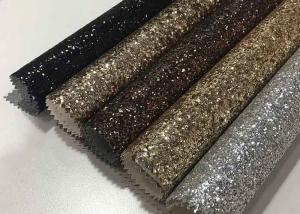 Sublimation Glitter Material Fabric , Silver Glitter Fabric Double Sided Environmental Friendly