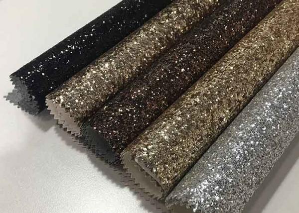 Quality Sublimation Glitter Material Fabric , Silver Glitter Fabric Double Sided Environmental Friendly for sale