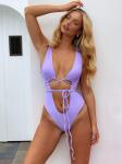 purple Color Ladies One-Piece Swimsuit Openwork Bikini Sexy Beach Hot Spring